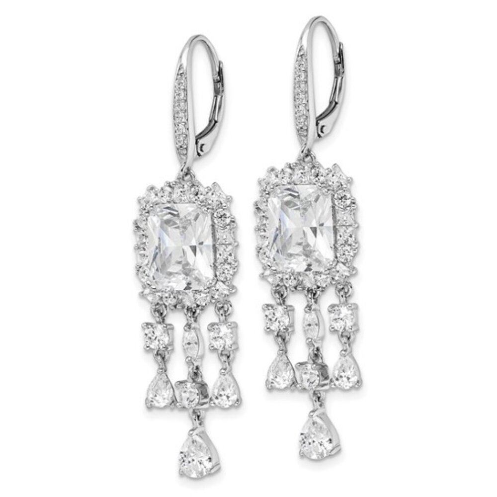 Radiant Sterling Silver Cubic Zirconia Dangle Earrings